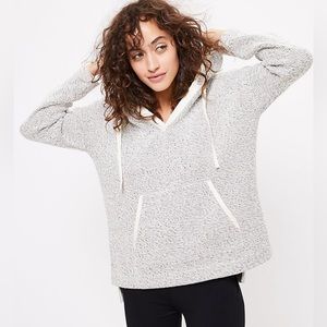 LOU & GREY LIKE NEW! VERY SOFT! WOMEN’S V NECK TWEED HOODIE, SIZE MEDIUM